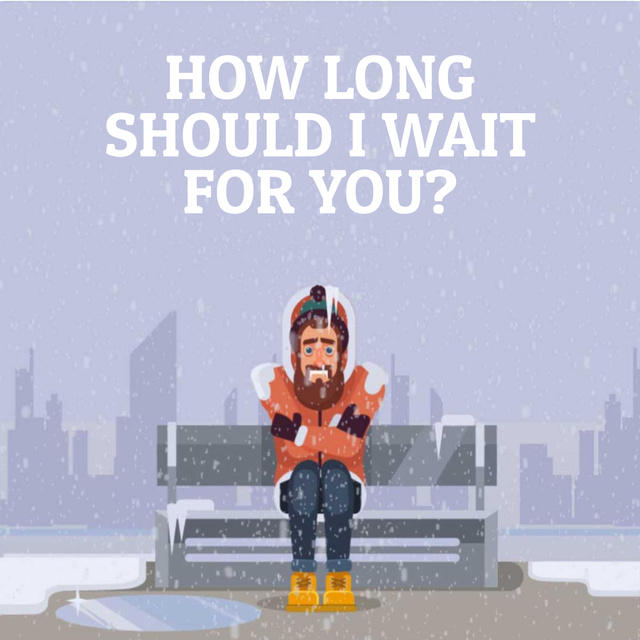 Man freezing on bench in Winter City Animated Post Šablona návrhu