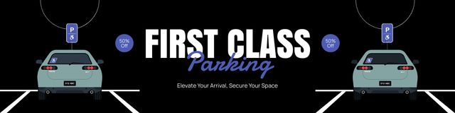 First Class Car Parking Services Twitter Design Template