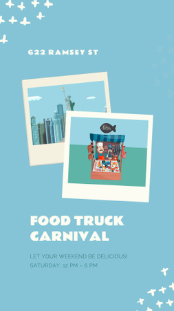 Plantilla de diseño de Anuncio de carnaval de camiones de comida para el fin de semana Instagram Video Story 