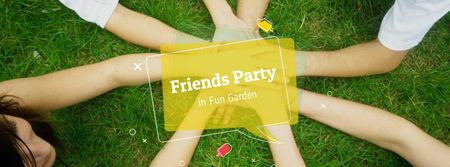 Friends Party Announcement with People holding hands Facebook cover Modelo de Design