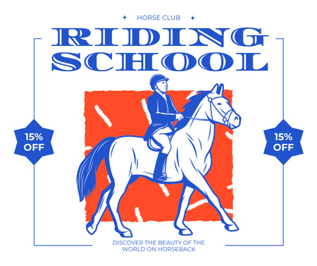 Template di design Scuola di equitazione affidabile con offerta scontata Facebook