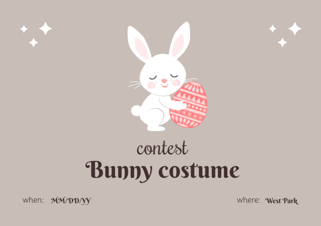 Platilla de diseño Easter Bunny Costume Contest Ad with Bright Egg Flyer A5 Horizontal