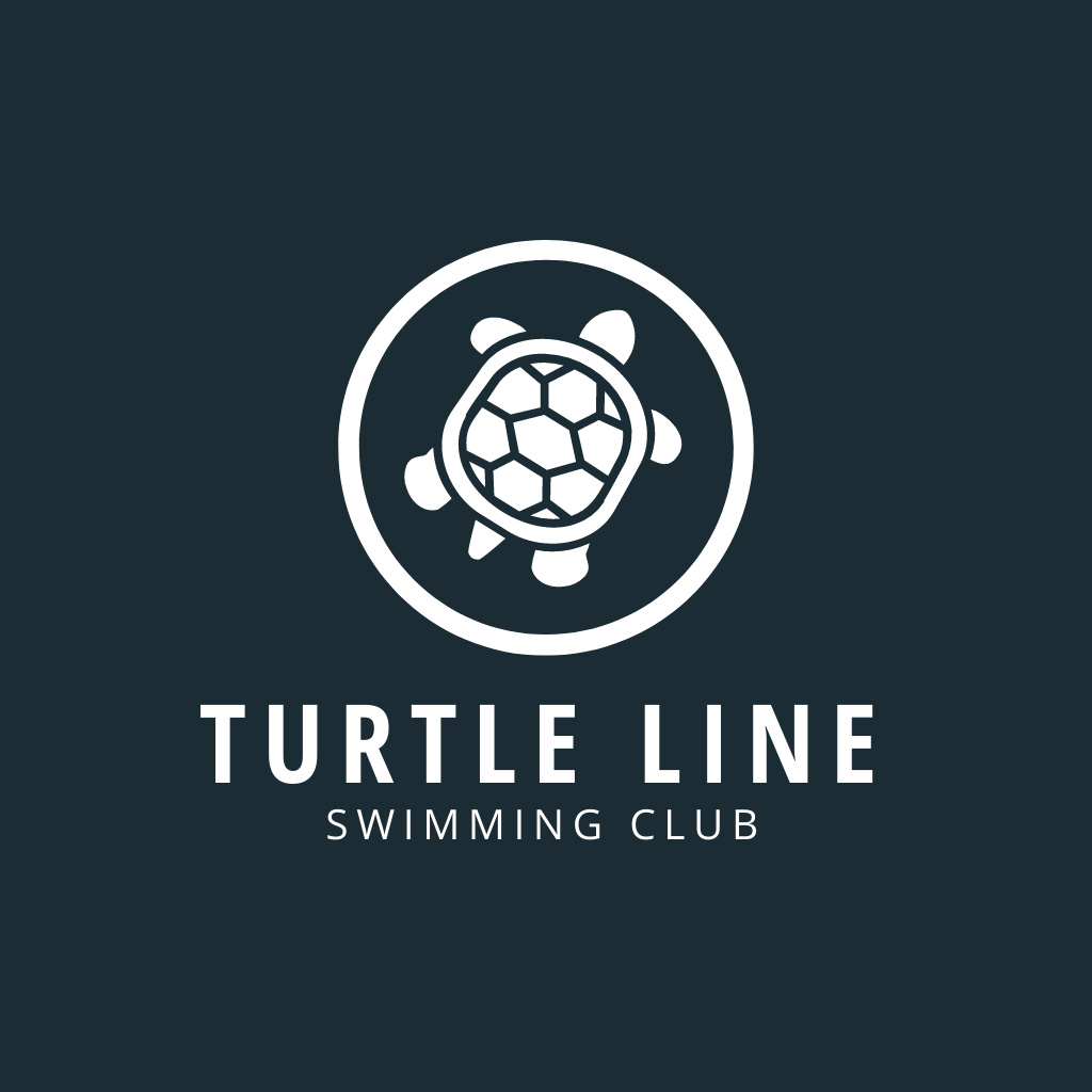 Turtle Swimming Club Emblem Logo Design Template