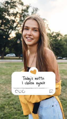 Szablon projektu Mental Health Inspiration with Happy Woman in Bed Instagram Story
