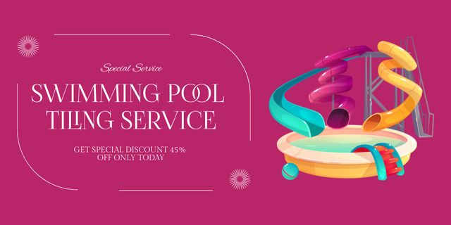 Plantilla de diseño de Pool Maintenance and Tiling Offer on Purple Image 