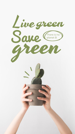 Plantilla de diseño de Concepto de estilo de vida ecológico con planta en manos Instagram Story 