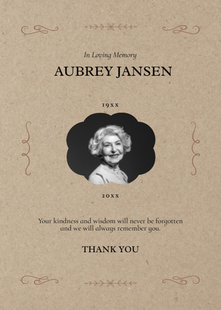 In Loving Memory With Epitaph Postcard 5x7in Vertical Design Template