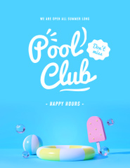 Pool Club Happy Hours Ad with Ball and Ring