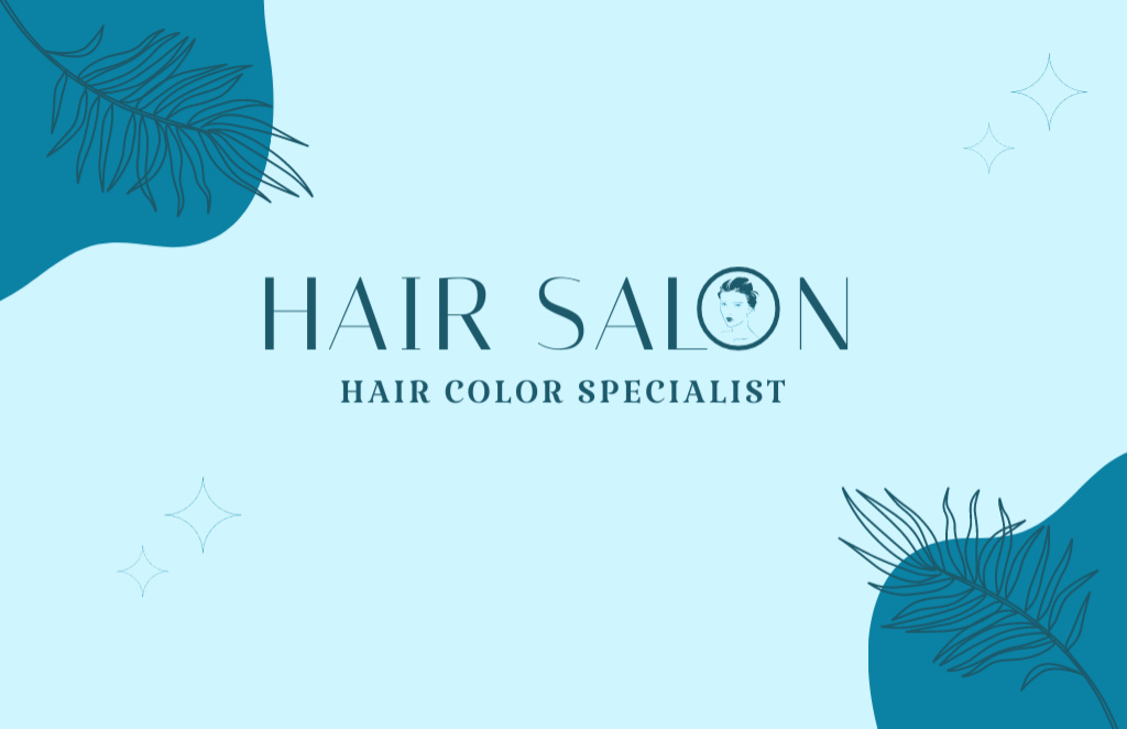 Hair Color Specialist Offer on Blue Business Card 85x55mm – шаблон для дизайна
