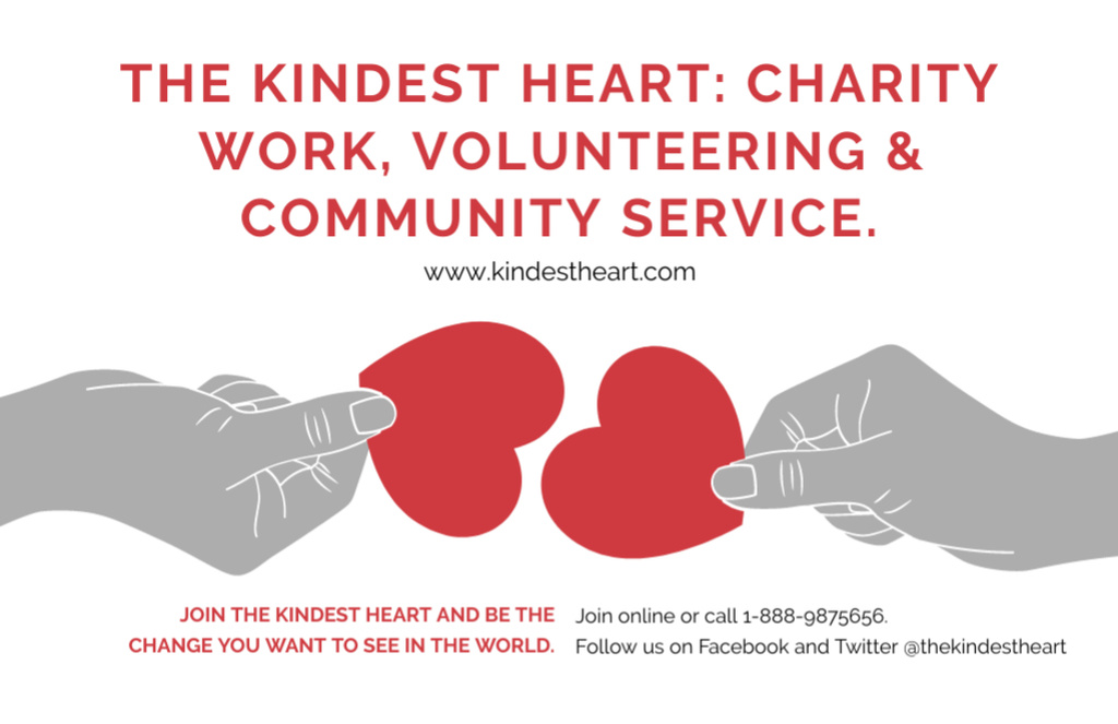 Ontwerpsjabloon van Flyer 5.5x8.5in Horizontal van Announcement of Charity Event with Hand holding Heart