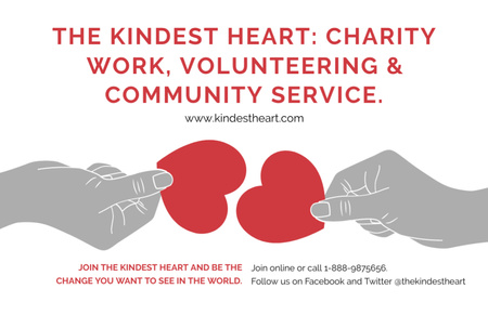 Charity Event Announcement with Hand holding Heart Flyer 5.5x8.5in Horizontal Design Template