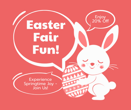 Easter Holiday Fair Ad with Cute Bunny Facebook Design Template