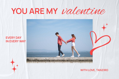 Cute Valentine's Day Holiday Greeting Postcard 4x6in Design Template