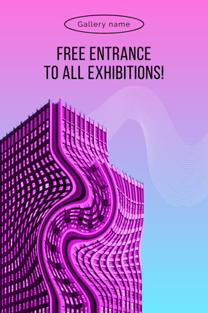 Ontwerpsjabloon van Postcard 4x6in Vertical van Art Exhibition with Free Entry