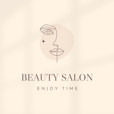 Beauty Studio Ad with Female Silhouette Logo 1080x1080px Design Template