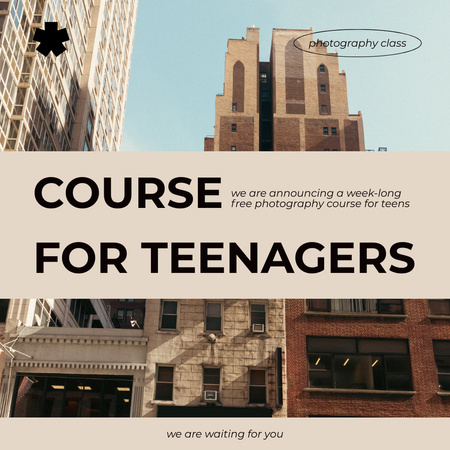 Modèle de visuel Cours de photographie gratuit pour adolescents - Instagram