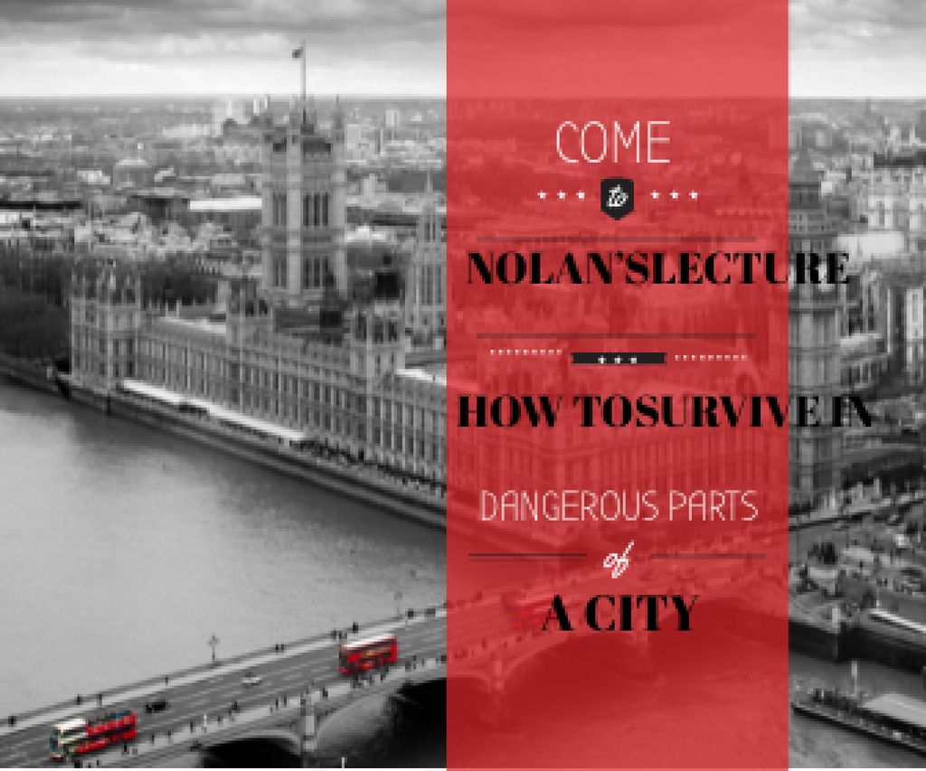 City quote with London view Large Rectangle Design Template