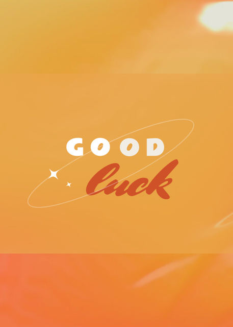 Designvorlage Good Luck Wishes in Orange für Postcard 5x7in Vertical