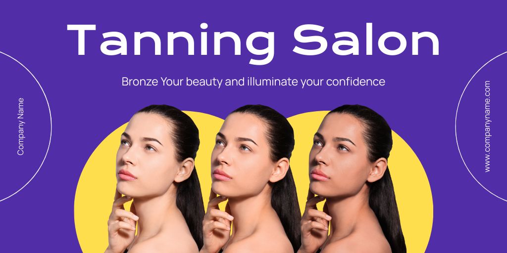 Plantilla de diseño de Promo of Beauty Salon with Tanning Services Twitter 