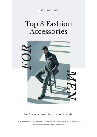 Accessories Guide with Man in stylish suit Newsletterデザインテンプレート
