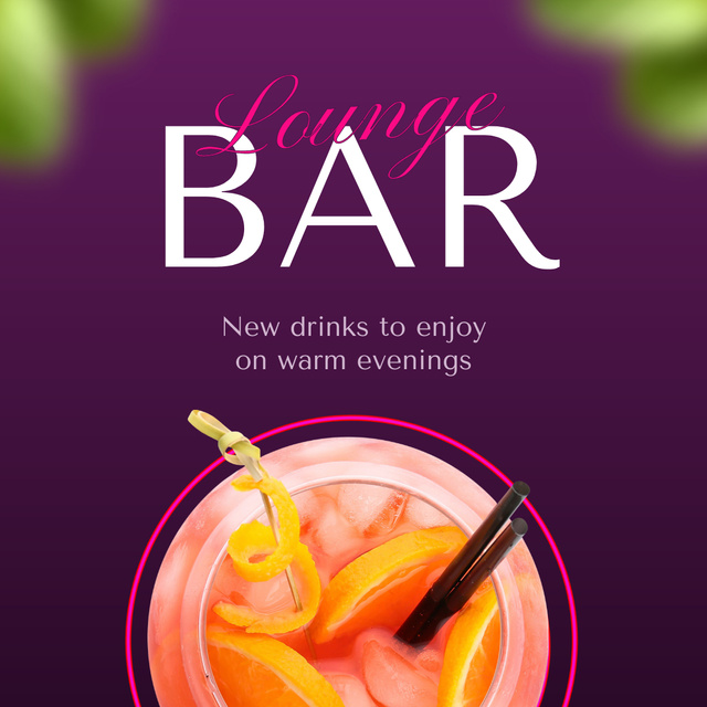 Modèle de visuel Lounge Bar Offer New Drinks In Evenings - Animated Post
