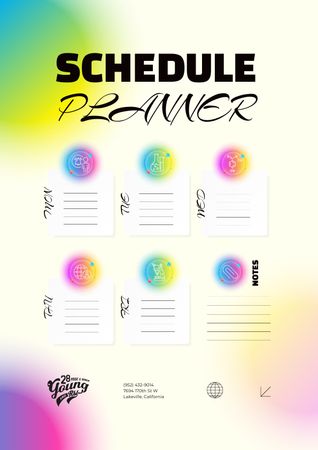 Szablon projektu College Colorful Schedule Schedule Planner