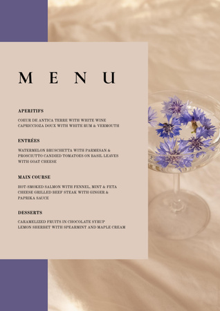 Designvorlage Card with meal courses für Menu