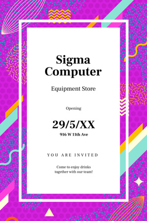 Computer store ad on Digital pattern with arrows Invitation 6x9in Design Template