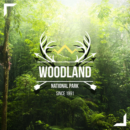 National park Invitation with Arrows and Horns Instagram Design Template
