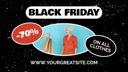 Black Friday Special Discount on All Clothes with Happy Woman Full HD video Design Template