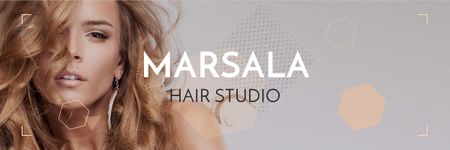 Hair Studio Ad with Woman with Blonde Hair Email header Design Template