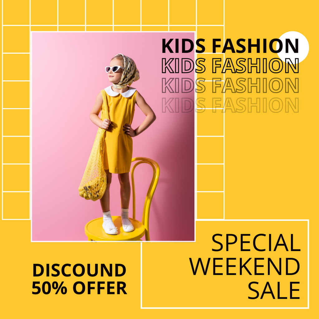 Kids Fashion special weekend sale Instagram Design Template