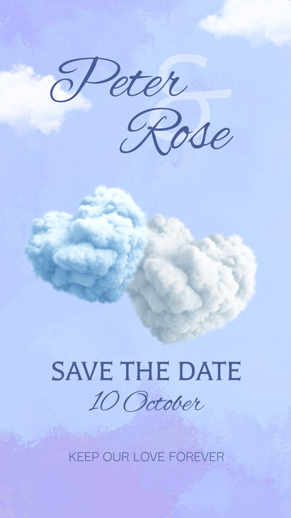 Wedding Announcement with Cute Clouds in Jar Instagram Story Πρότυπο σχεδίασης