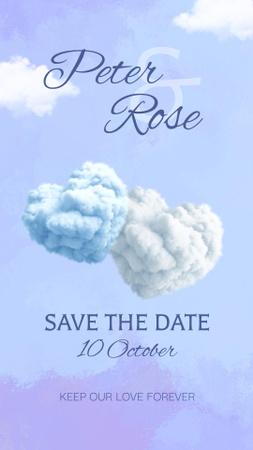 Wedding Announcement with Cute Clouds in Jar Instagram Story Design Template
