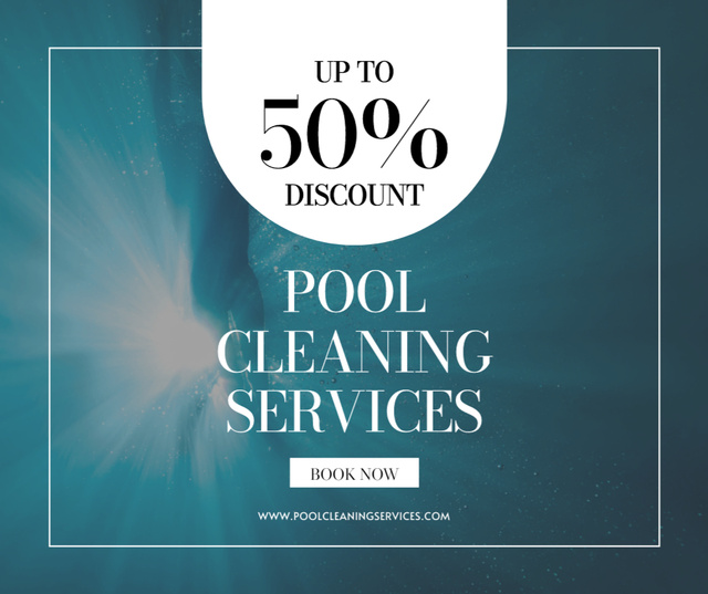 Designvorlage Modern Pool Cleaning Services With Discounts für Facebook