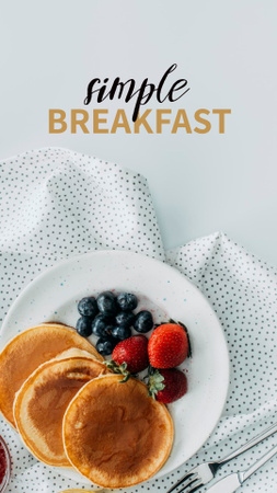 Yummy Pancakes with Blackberries on Breakfast Instagram Story Design Template