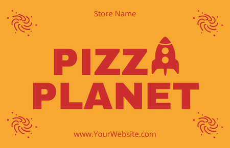 Pizzeria Emblem with Red Rocket Business Card 85x55mm Design Template