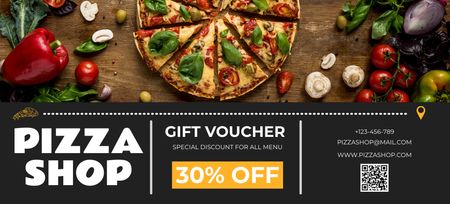 Pizza Offer with Fresh Vegetables Coupon 3.75x8.25in Design Template