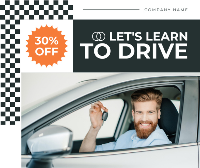 Ontwerpsjabloon van Facebook van Promoting Driving Classes From Company With Discounts