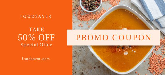Lentil Soup Discount Offer Coupon 3.75x8.25inデザインテンプレート