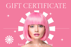 Offer of Hair Coloring and Styling with Woman with Bright Hair