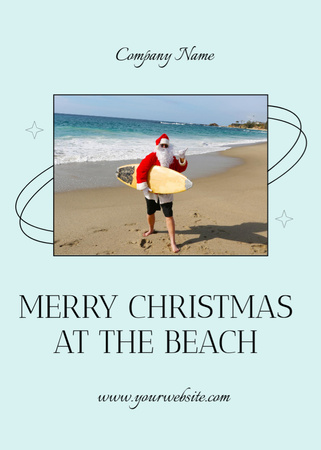Άγιος Βασίλης στην παραλία Καλά Χριστούγεννα τον Ιούλιο Flayer Πρότυπο σχεδίασης