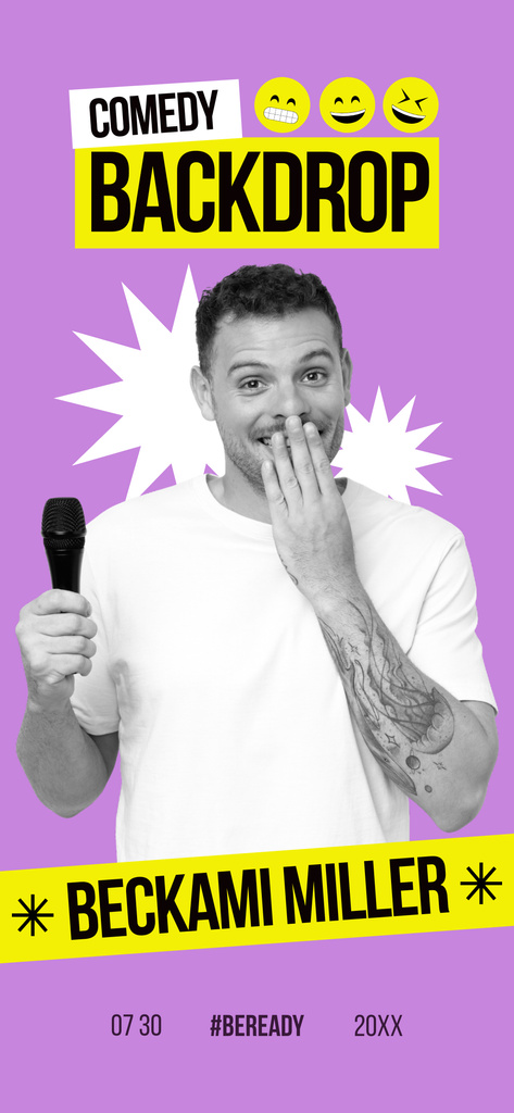 Entertaining Stand-up Show Ad with Young Performer Snapchat Moment Filter Šablona návrhu