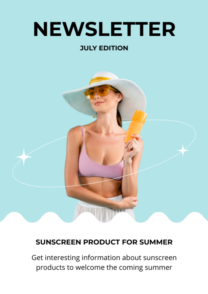 Summer Sunscreen for Beach Suntanning Newsletter Šablona návrhu