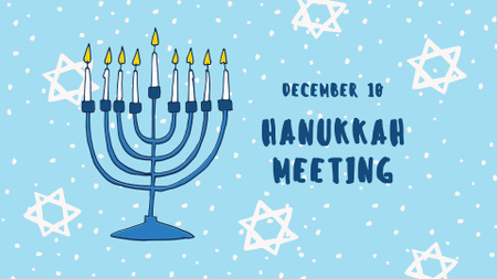 Hanukkah Event Announcement with Festive Menorah FB event cover Design Template