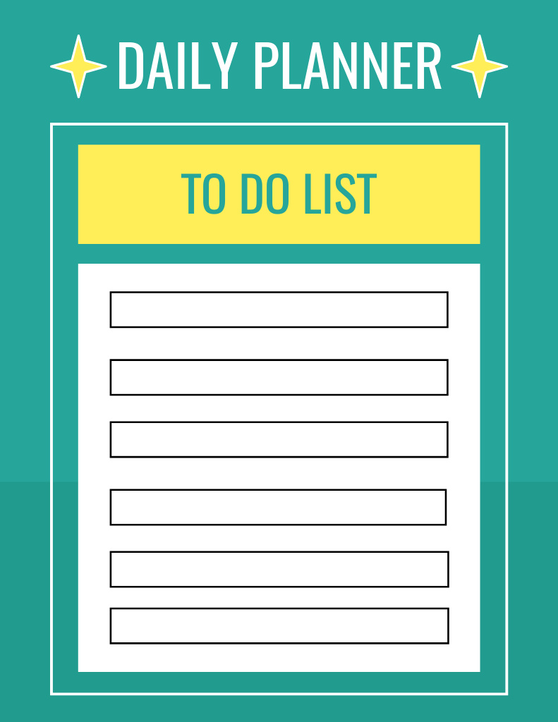 Simple Green Daily Planner with Yellow Lines Notepad 8.5x11in Design Template