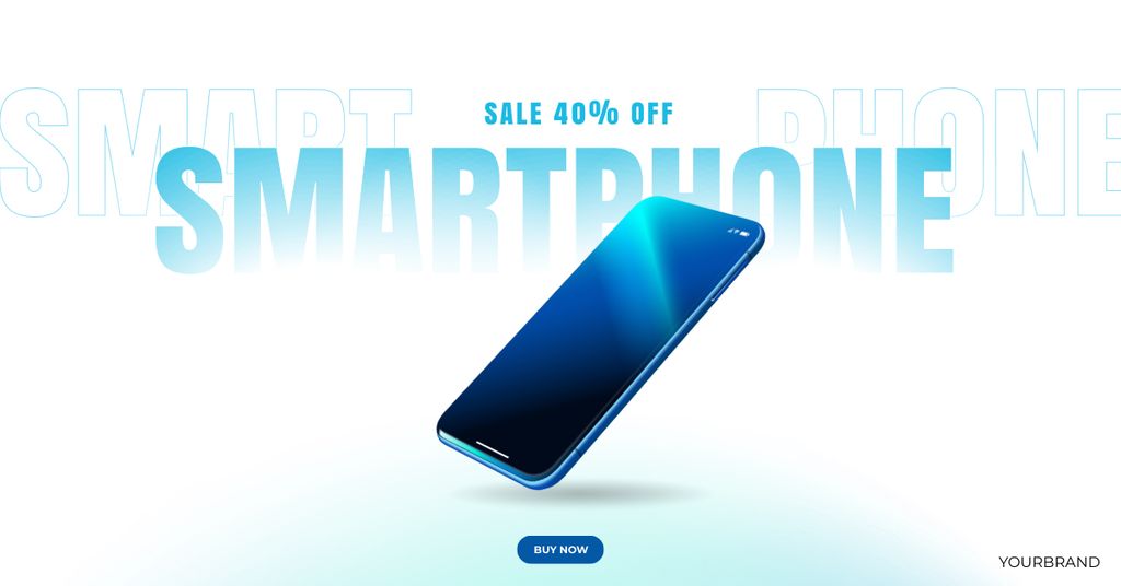 Smartphone Discount Announcement on White Facebook AD Design Template