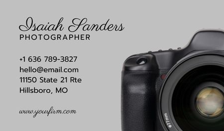Photographer Services Offer with Digital Camera Business card Design Template