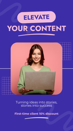 Insightful Content Writing Service With Discount For First Client Instagram Story Πρότυπο σχεδίασης