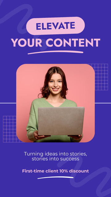 Szablon projektu Insightful Content Writing Service With Discount For First Client Instagram Story